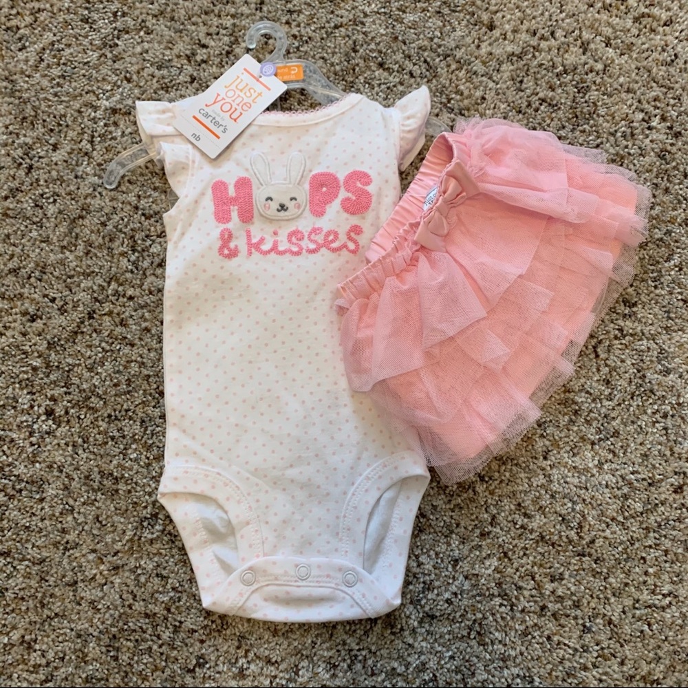 NEW Baby Girl Bodysuit & Pink Tutu Easter Outfit